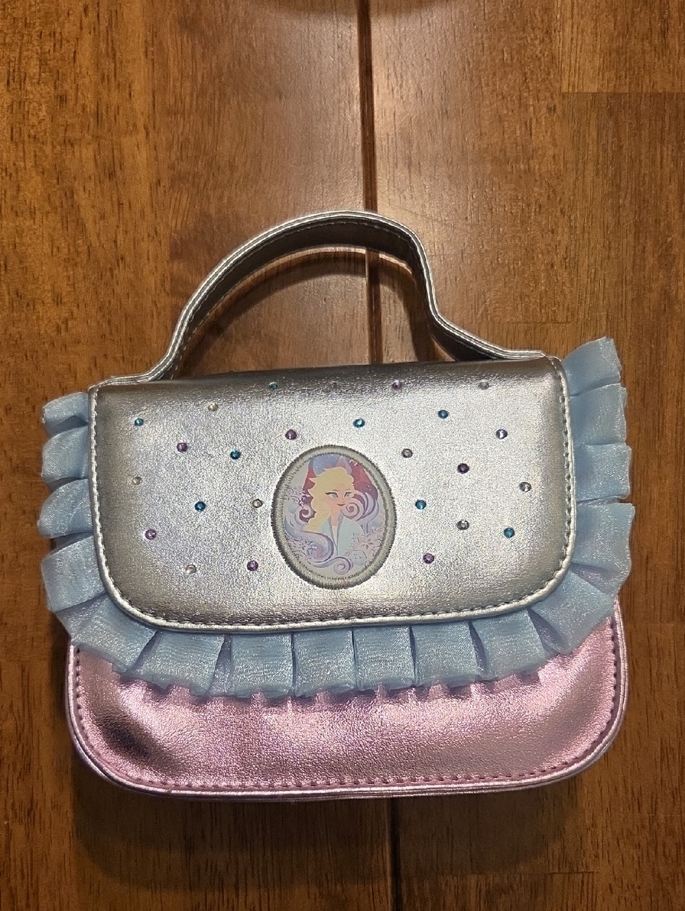 Disney Parks Frozen/Elsa  Metallic Pink & Blue  Ruffle Handbag